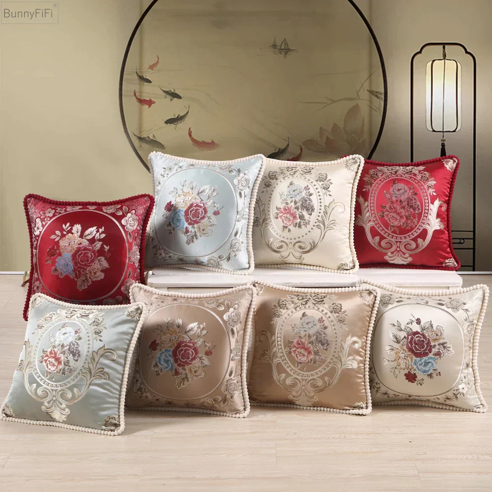 Florentina – Vintage Jacquard Kissenbezug mit europäischem Spiegelmuster