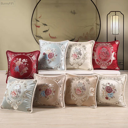 Florentina – Vintage Jacquard Kissenbezug mit europäischem Spiegelmuster