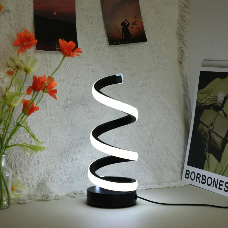Spiral LED Schreibtischlampe mit einstellbarem Licht und modernem Design