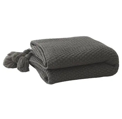 Garduru - Strickdecke mit Fransen für Sofa