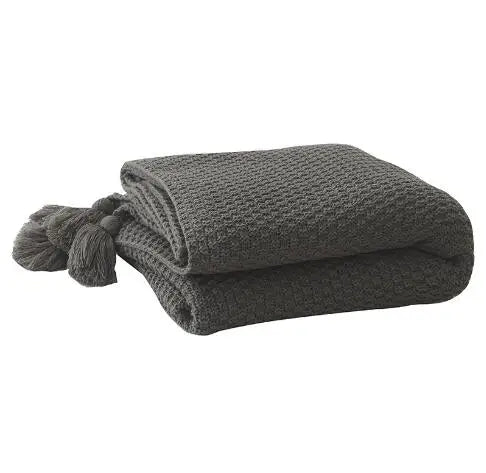 Gemütliche Baumwolle gestrickte Decke mit Fransen für Komfort zu Hause und im Büro