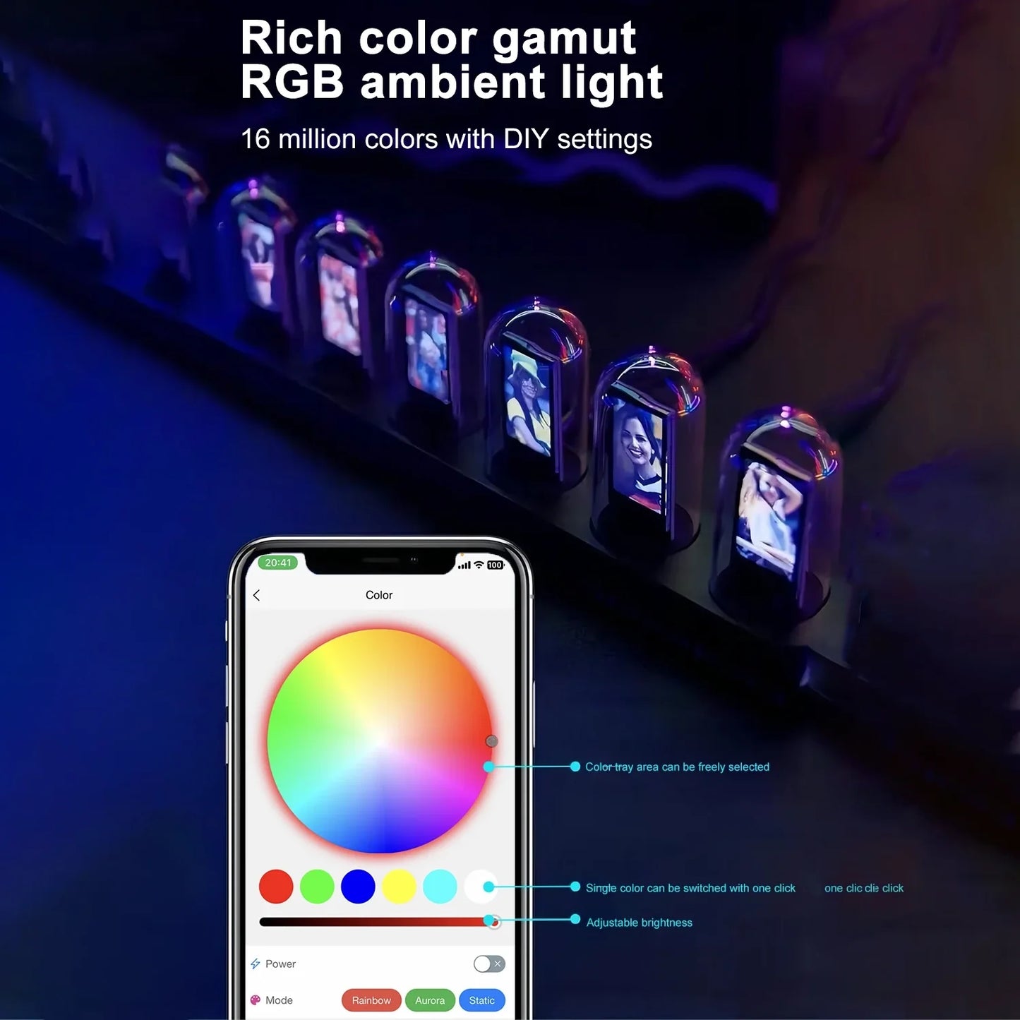 IPSTube RGB DIYGlow LED-Röhre Digitaluhr, Nachtlichter und elektronisches Album