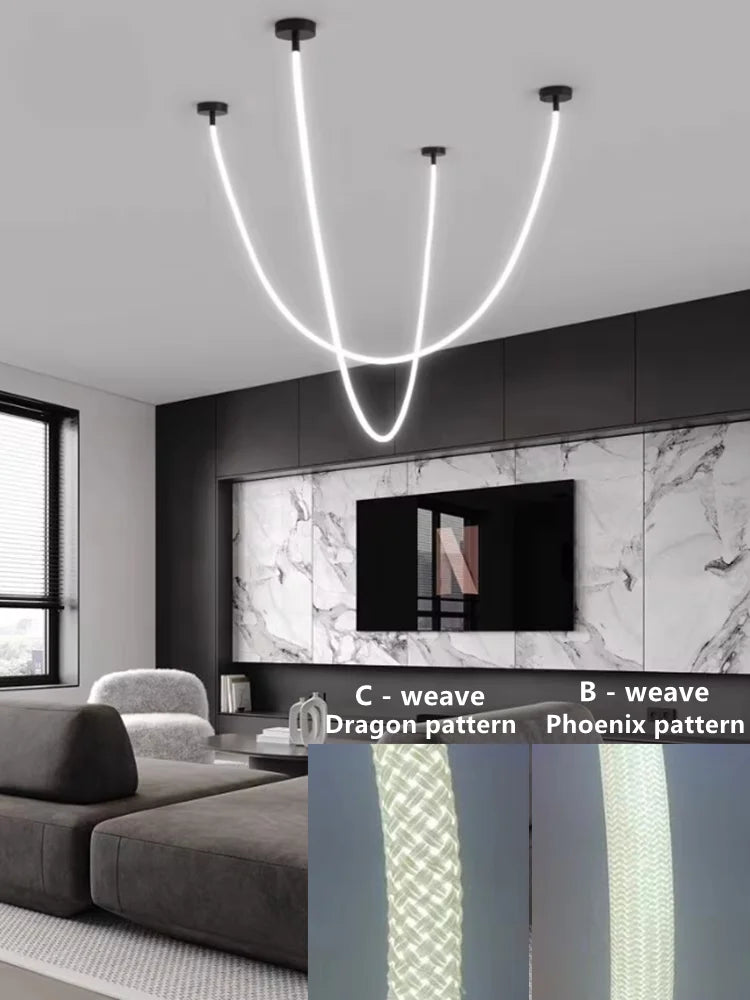 Minimalistisches Linienkunst-Design Kronleuchter Wohnzimmer Esszimmer Dekoration Kronleuchter Flur LED-Beleuchtung