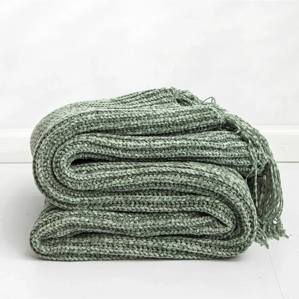 Garduru - Weiche Chenille-Strickdecke für Bett und Sofa