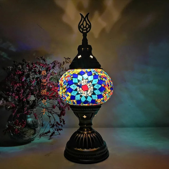 Türkische Mosaik Tischlampe – Handgefertigtes künstlerisches Nachttischlicht