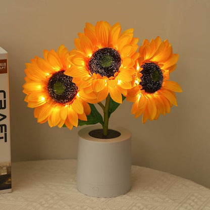 Leuchtende Sonnenblumenlampe – Natürlicher Glanz und Florale Eleganz