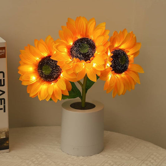 Leuchtende Sonnenblumenlampe – Natürlicher Glanz und Florale Eleganz