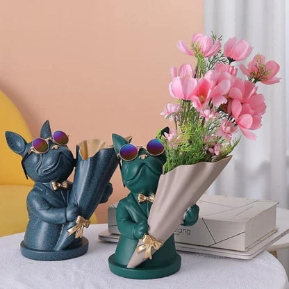 Garduru French Bulldog Blumenvase | Stilvolle Tier-Deko für Zuhause | Handgefertigt | Farbvielfalt