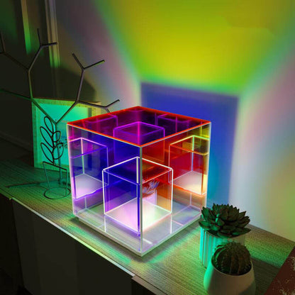 Garduru RGB LED Tischlampe | Modernes Design | Rubik’s Cube Optik | Farbwechsel | Deko-Licht