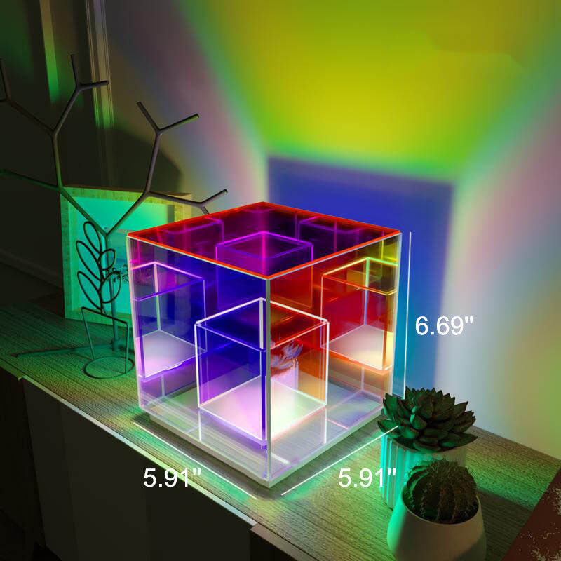 Garduru RGB LED Tischlampe | Modernes Design | Rubik’s Cube Optik | Farbwechsel | Deko-Licht