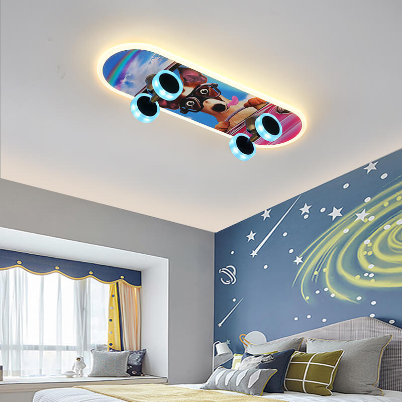 Garduru LED Deckenleuchte | Cartoon Skateboard Design | Kinderzimmer Beleuchtung | Dimmbar | Acryl