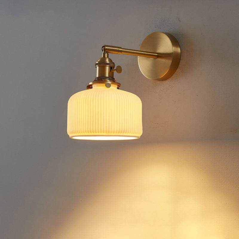 Garduru Moderne Wandlampe | Minimalistische Keramik-Wandleuchte | Streifendesign | Ambientebeleuchtung