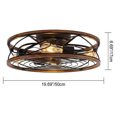 Garduru Nordic Industrial Deckenleuchte mit Unsichtbarem Ventilator | Wrought Iron Design | 4-Licht | Kleine & Große Größen | Flush Mount