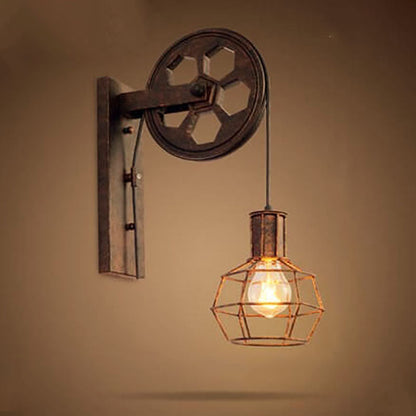 Garduru Vintage Industrielle Wandlampe | Mit Seilzug | 1-flammig | Retro Design