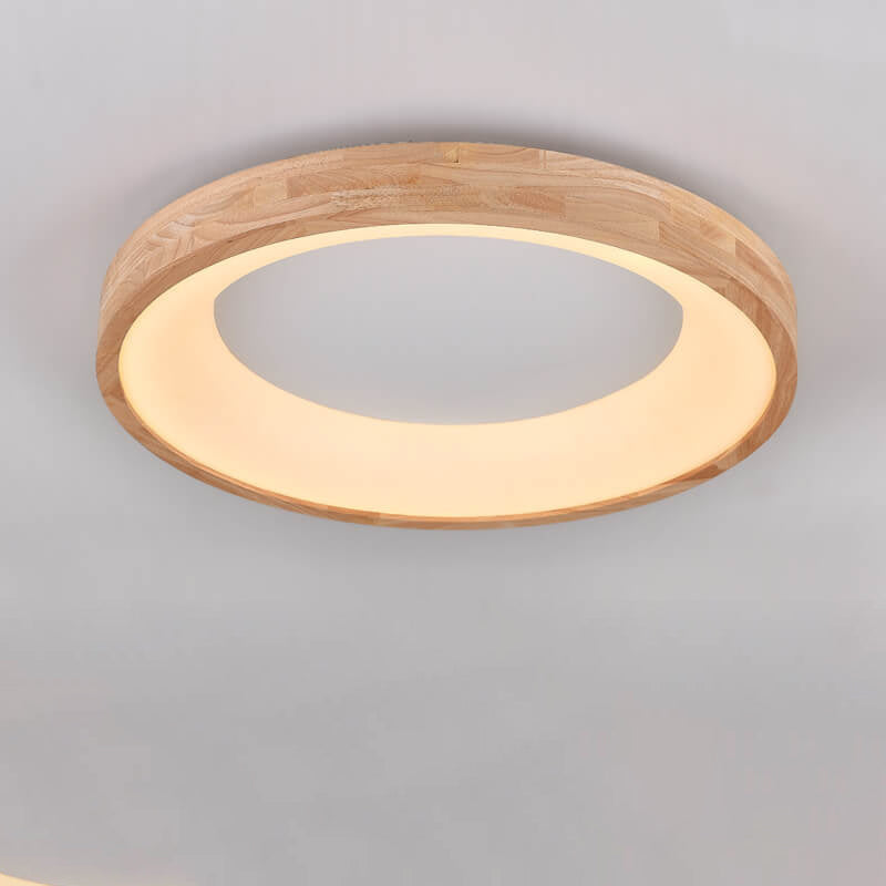 Garduru Holz LED Deckenleuchte | Minimalistisches Runddesign | Warmes Licht | Energiesparend