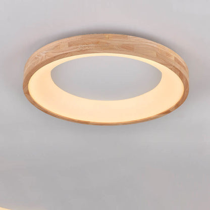 Garduru Holz LED Deckenleuchte | Minimalistisches Runddesign | Warmes Licht | Energiesparend