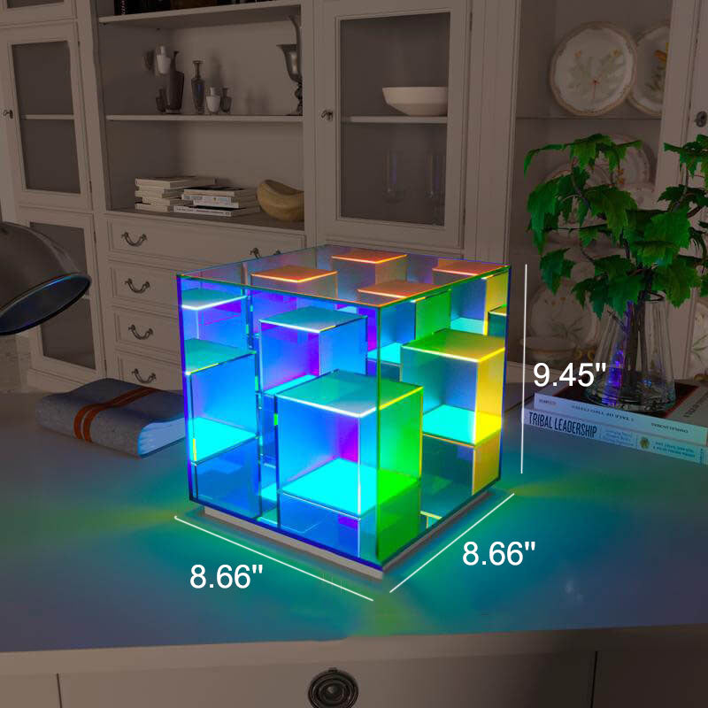 Garduru RGB LED Tischlampe | Modernes Design | Rubik’s Cube Optik | Farbwechsel | Deko-Licht