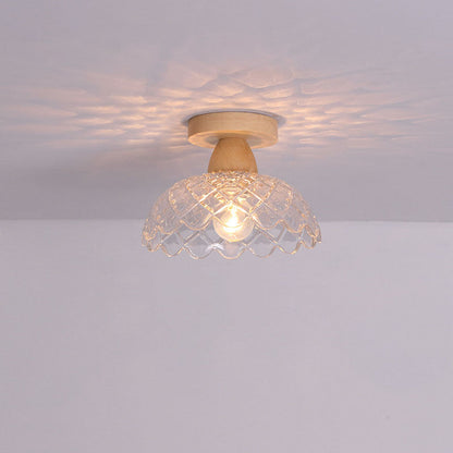 Garduru Japanese Minimalist 1-Licht Semi-Flush Mount Deckenleuchte | Holz & Glas | Stimmungslicht | Deko für Zuhause