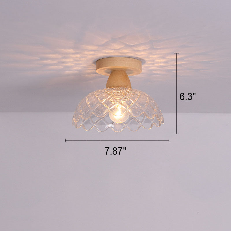 Garduru Japanese Minimalist 1-Licht Semi-Flush Mount Deckenleuchte | Holz & Glas | Stimmungslicht | Deko für Zuhause