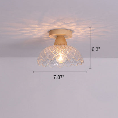 Garduru Japanese Minimalist 1-Licht Semi-Flush Mount Deckenleuchte | Holz & Glas | Stimmungslicht | Deko für Zuhause