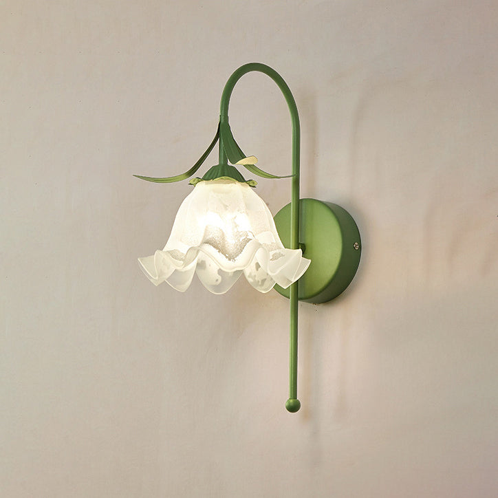 Garduru Wandlampe Nordic Vintage Design | Kürbisglas | Florales Muster | 1-Flammig | Wandleuchte