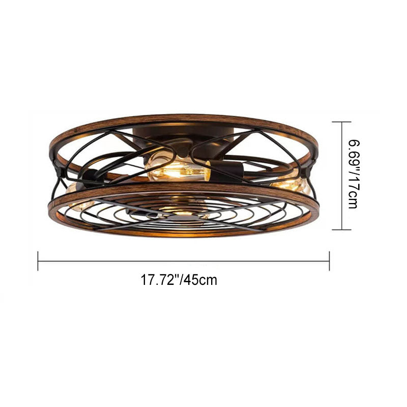 Garduru Nordic Industrial Deckenleuchte mit Unsichtbarem Ventilator | Wrought Iron Design | 4-Licht | Kleine & Große Größen | Flush Mount