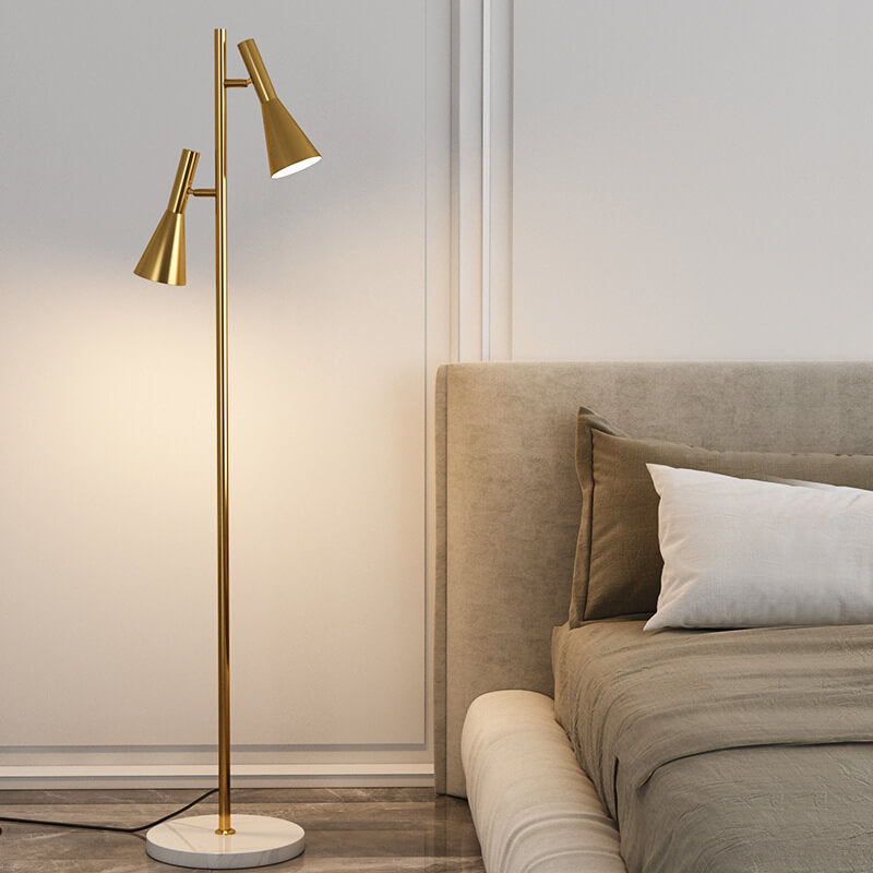 Garduru Nordic Design Stehlampe | Minimalistische Drehbare 2-Licht Lampe | Modernes Stehleuchten-Design