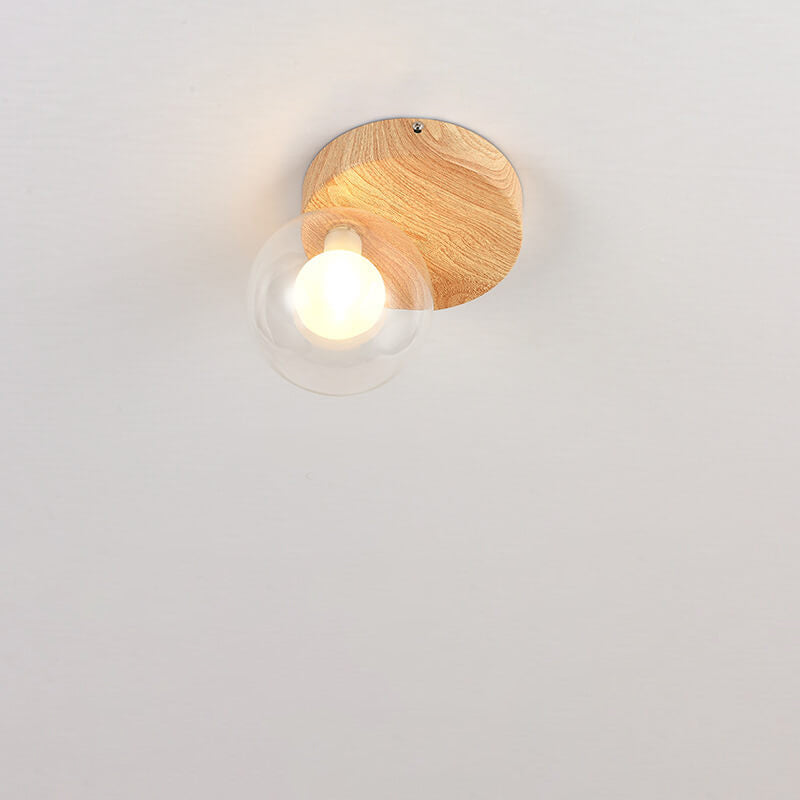 Garduru Minimalistische Deckenleuchte | Glas & Holzoptik | Semi-Flush-Mount | Japanisches Design