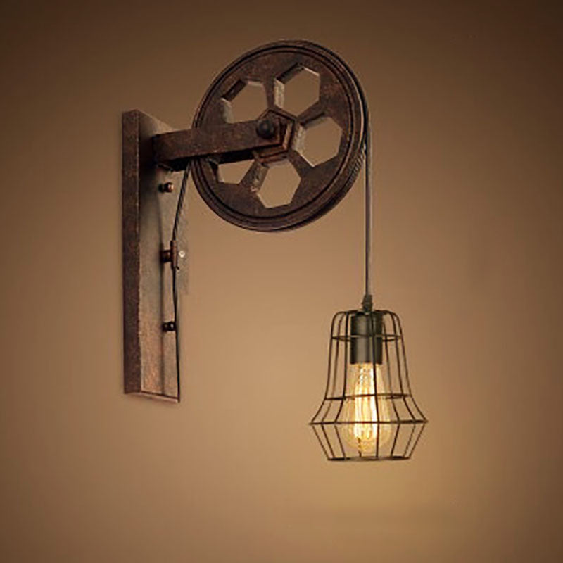 Garduru Vintage Industrielle Wandlampe | Mit Seilzug | 1-flammig | Retro Design