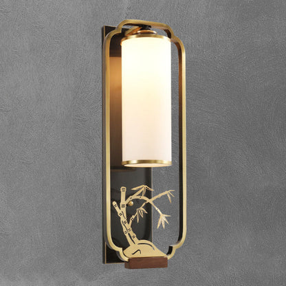 Garduru Moderne Wandlampe | Kupfer & Glas | Chinesisches Design | Säulenring-Licht