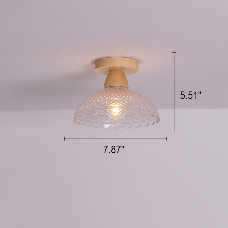 Garduru Japanese Minimalist 1-Licht Semi-Flush Mount Deckenleuchte | Holz & Glas | Stimmungslicht | Deko für Zuhause