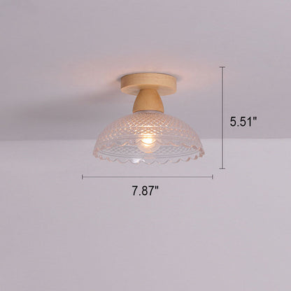 Garduru Japanese Minimalist 1-Licht Semi-Flush Mount Deckenleuchte | Holz & Glas | Stimmungslicht | Deko für Zuhause