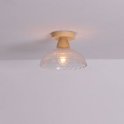 Garduru Japanese Minimalist 1-Licht Semi-Flush Mount Deckenleuchte | Holz & Glas | Stimmungslicht | Deko für Zuhause