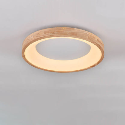 Garduru Holz LED Deckenleuchte | Minimalistisches Runddesign | Warmes Licht | Energiesparend