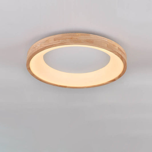 Garduru Holz LED Deckenleuchte | Minimalistisches Runddesign | Warmes Licht | Energiesparend