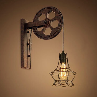 Garduru Vintage Industrielle Wandlampe | Mit Seilzug | 1-flammig | Retro Design