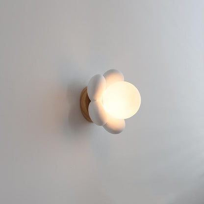 Garduru Wandlampe | Nordic Kreativ Design | Blütenform | Keramik & Holz | 1-Flammig