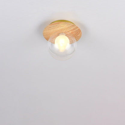 Garduru Minimalistische Deckenleuchte | Glas & Holzoptik | Semi-Flush-Mount | Japanisches Design