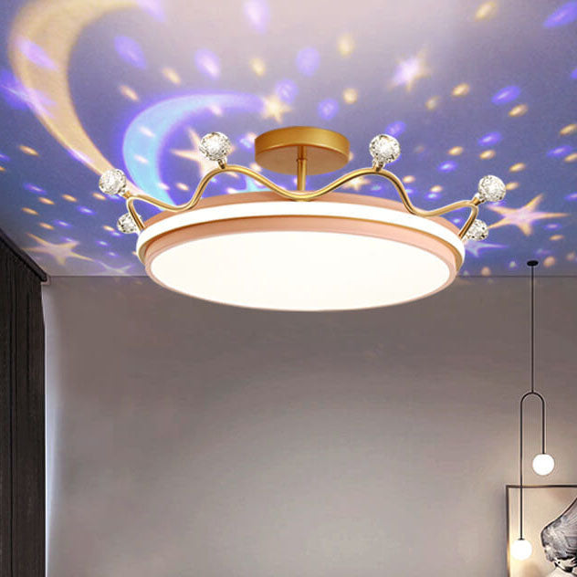 Garduru Kreative Kinder Krone Deckenleuchte | LED Semi-Flush | Gold & Pink Optionen | Infinitely Dimmbar | Perfekt für Kinderzimmer & Schlafzimmer