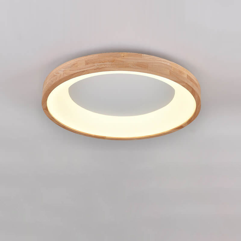 Garduru Holz LED Deckenleuchte | Minimalistisches Runddesign | Warmes Licht | Energiesparend