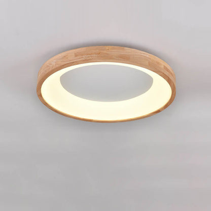 Garduru Holz LED Deckenleuchte | Minimalistisches Runddesign | Warmes Licht | Energiesparend