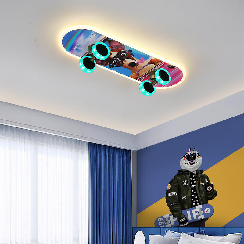 Garduru LED Deckenleuchte | Cartoon Skateboard Design | Kinderzimmer Beleuchtung | Dimmbar | Acryl