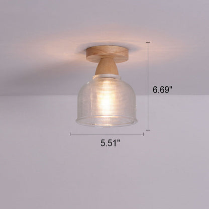 Garduru Japanese Minimalist 1-Licht Semi-Flush Mount Deckenleuchte | Holz & Glas | Stimmungslicht | Deko für Zuhause