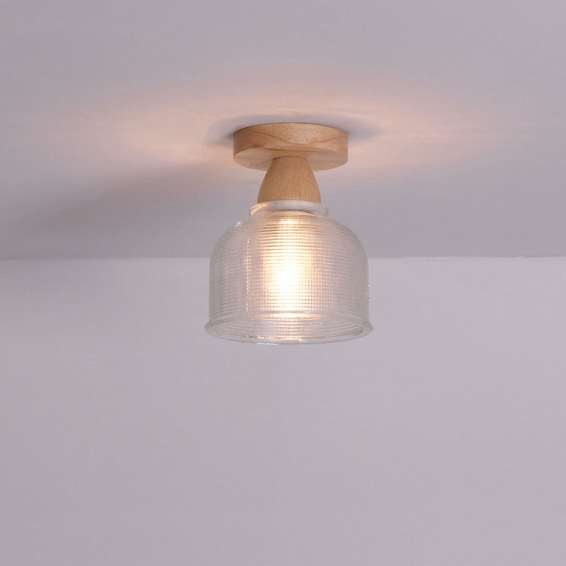 Garduru Japanese Minimalist 1-Licht Semi-Flush Mount Deckenleuchte | Holz & Glas | Stimmungslicht | Deko für Zuhause