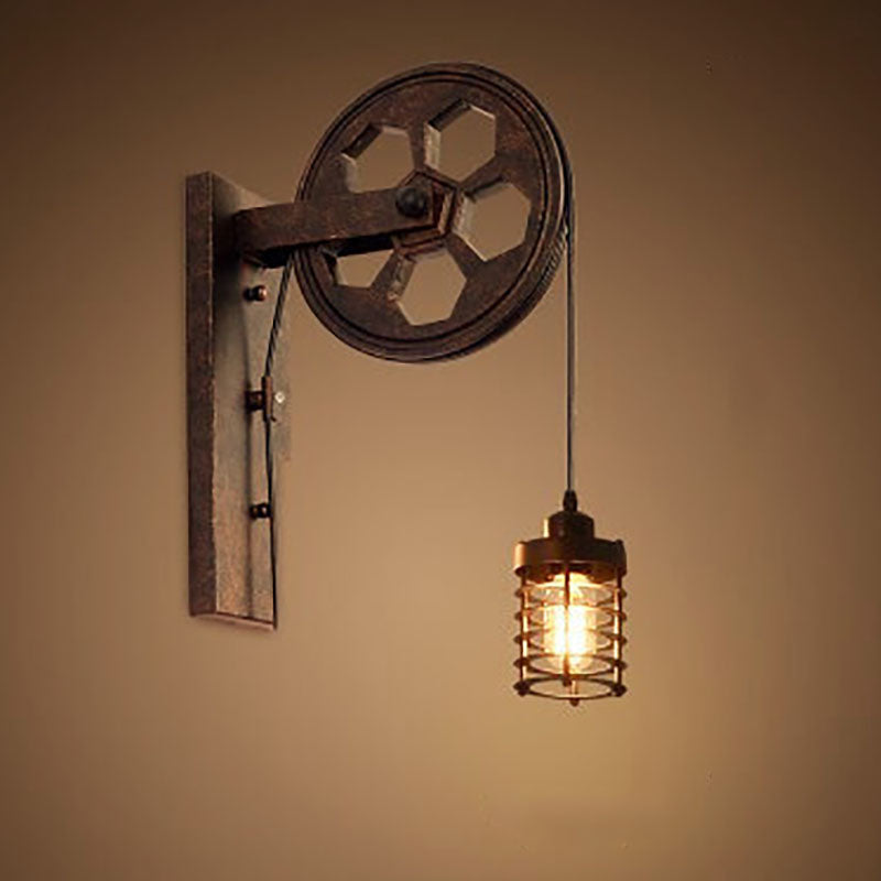 Garduru Vintage Industrielle Wandlampe | Mit Seilzug | 1-flammig | Retro Design