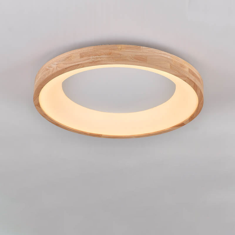 Garduru Holz LED Deckenleuchte | Minimalistisches Runddesign | Warmes Licht | Energiesparend