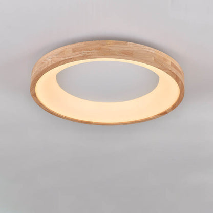 Garduru Holz LED Deckenleuchte | Minimalistisches Runddesign | Warmes Licht | Energiesparend