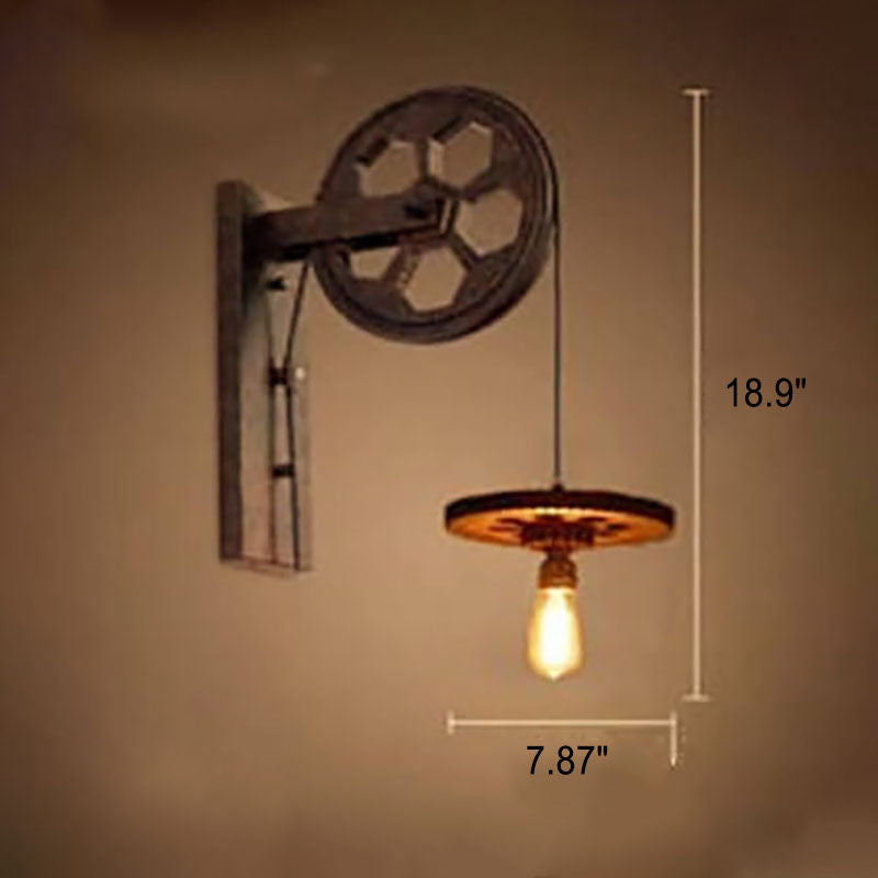 Garduru Vintage Industrielle Wandlampe | Mit Seilzug | 1-flammig | Retro Design