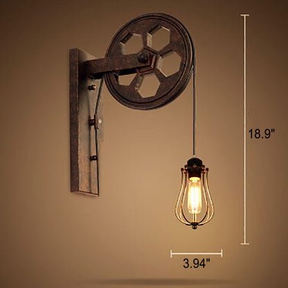 Garduru Vintage Industrielle Wandlampe | Mit Seilzug | 1-flammig | Retro Design