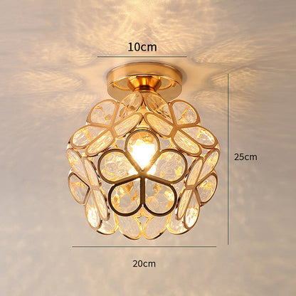 Elegante Glaskronleuchte mit Blumendesign – Warmes Glühen Deckenleuchte Flush Mount